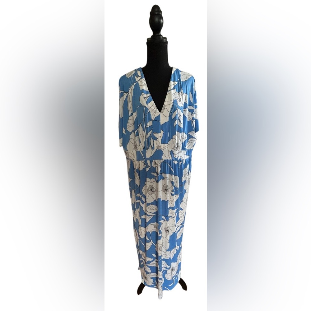 🩵 LONDON TIMES!! DROP SHOULDER MAXI DRESS! LIKE NEW! SIZE 2X - Picture 3 of 13